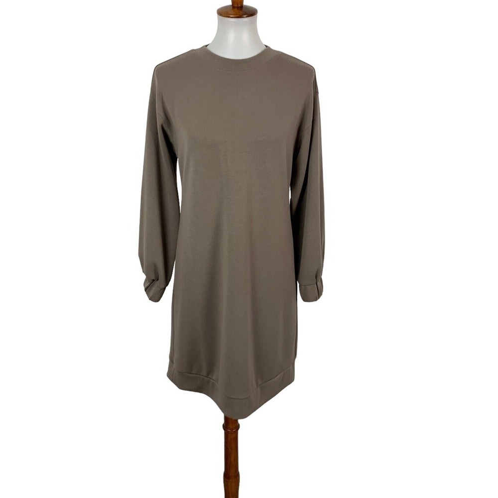 Magaschoni Brown Long Sleeve Dress Medium Minimalist Soft Stretch
